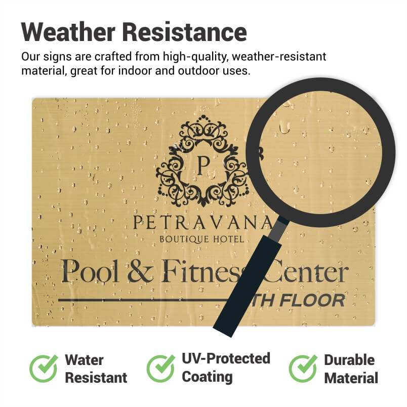 Information about the weather resistance of engraved brass signs