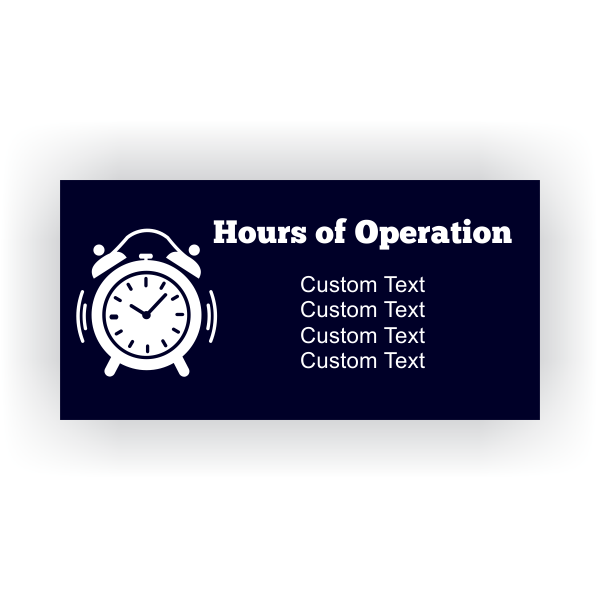 Clock Hours of Operation Banner   2' x 4'