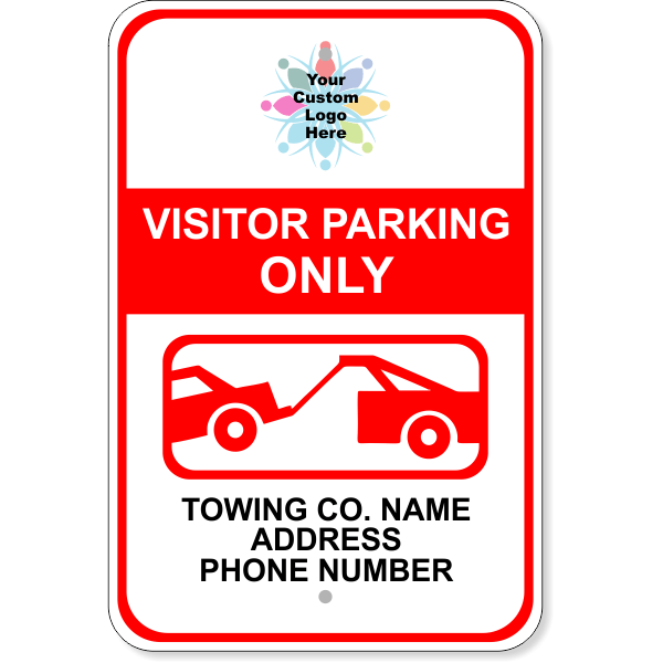 Custom Visitor Parking Only Tow Away Aluminum Sign | 18" x 12"