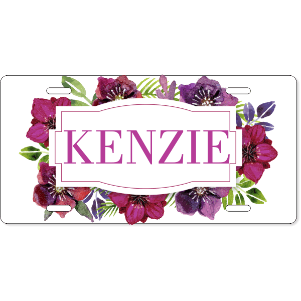 Custom Watercolor Dahlia License Plate