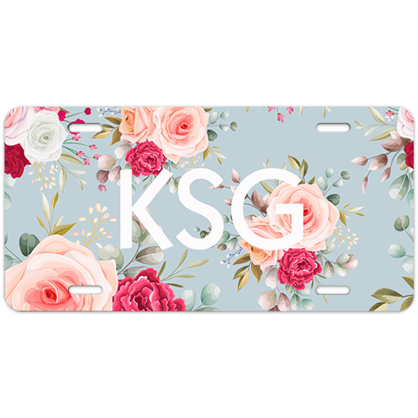 Floral Pattern Monogram License Plate