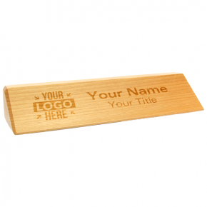 Wooden engraved desk plate