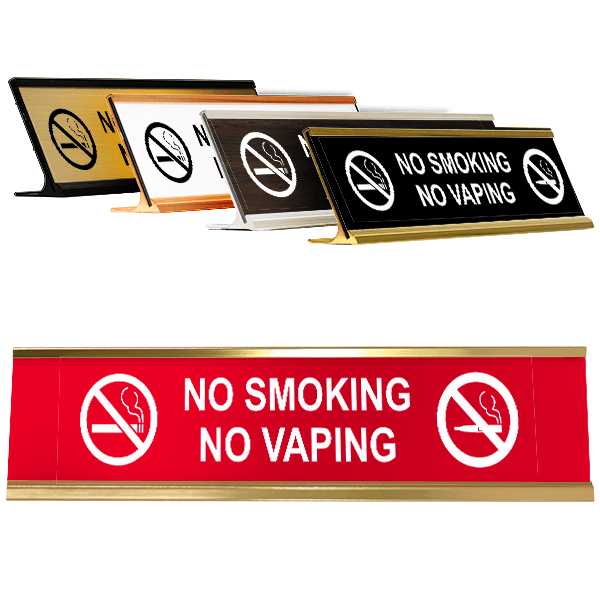 No Smoking No Vaping Desk Plate | 2" x 8"