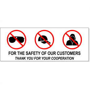 No Sunglasses Hats Hoods Full Color Sign | 3" X 8"