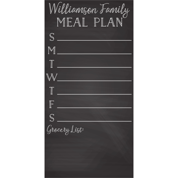 Personalized Family Meal Plan Chalkboard