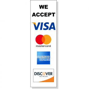 Vertical Credit Card Accepted Decal | 10" x 3"